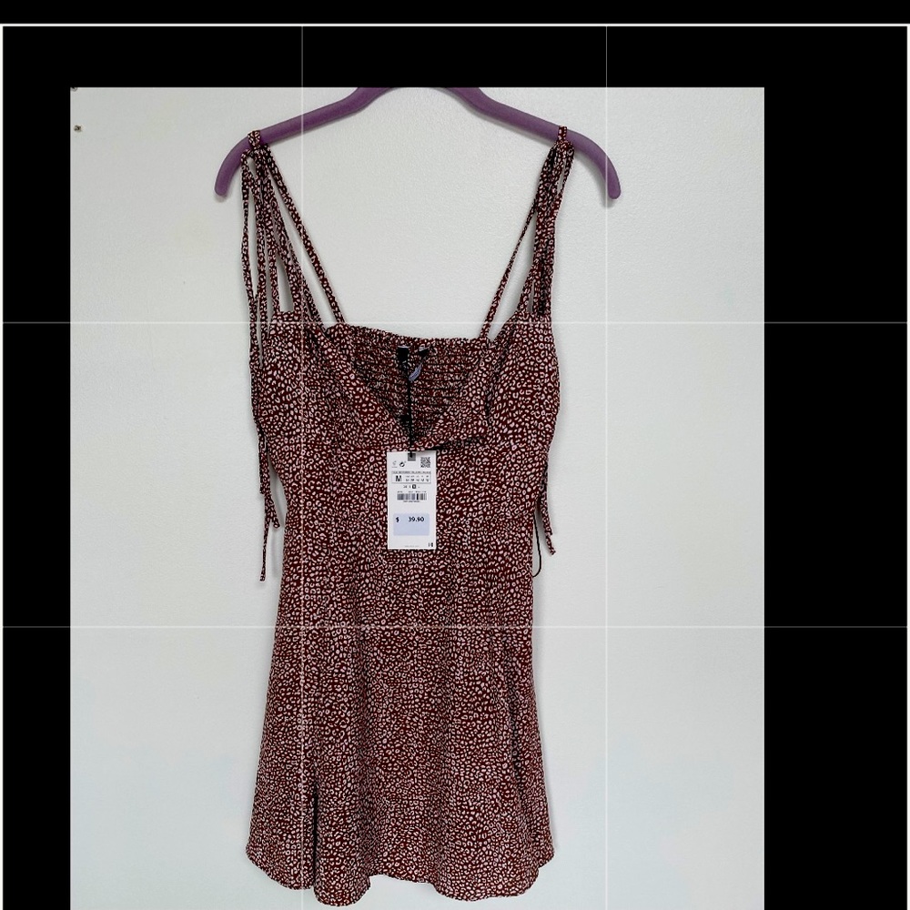 Zara Brown white summer dress